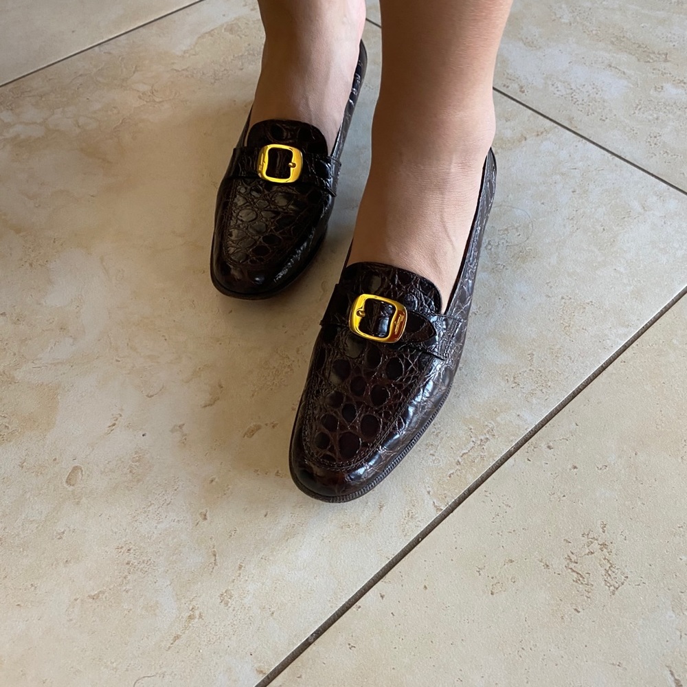 Salvatore Ferragamo Crocodile Loafers Size 6.5 A2 - Picture 12 of 12